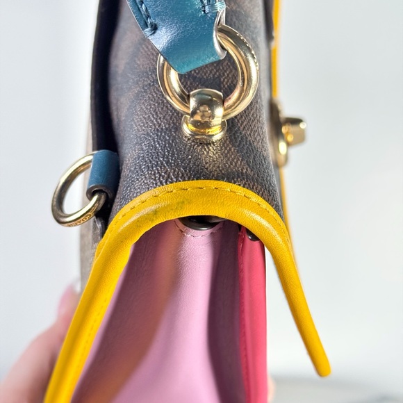 Coach Tilly Satchel 23 C2820 Colorblock Signature Canvas Top Handle Crossbody - Picture 7 of 11